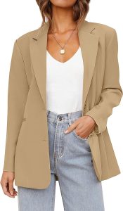 MEROKEETY Women's 2024 Fall Casual Blazers Long Sleeve Lapel Open Front Button Work Blazer Jackets with Pockets